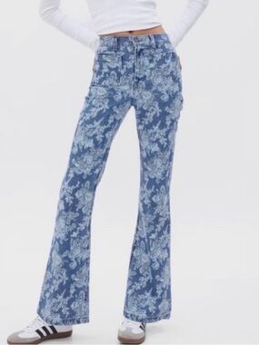 Gap x LoveShackFancy High Rise Floral 70s Flare Jeans Blue Size 28 / 6